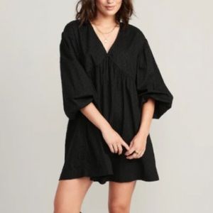 Old Navy Puff-Sleeve Clip-Dot Mini Swing Dress